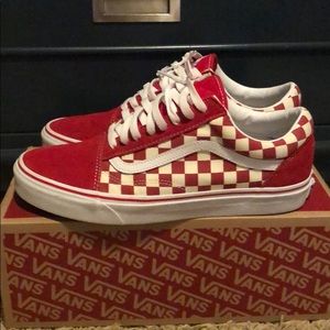 Red checkered vans old skool